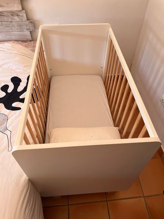 Cuna colecho bebé blanca y madera