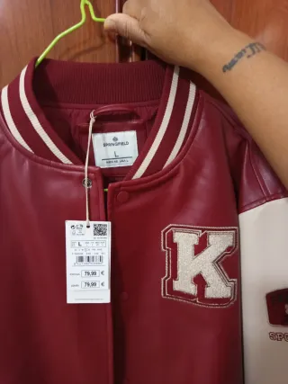 Chaqueta Springfield Talla L Roja y Beige