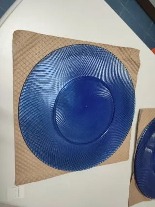 Platos Bajoplatos Decorativos Azul Vidrio