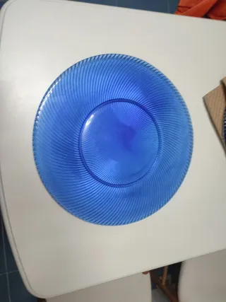 Platos Bajoplatos Decorativos Azul Vidrio