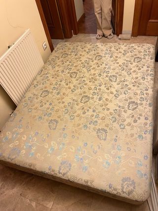 Somier tapizado beige y azul