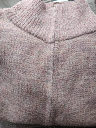 Chaqueta punto mujer rosa cremallera bolsillos