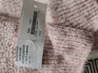 Chaqueta punto mujer rosa cremallera bolsillos