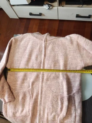 Chaqueta punto mujer rosa cremallera bolsillos