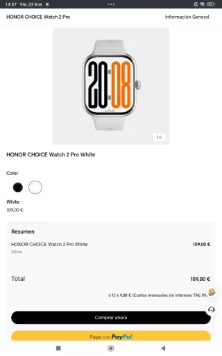 HONOR CHOICE Watch 2 Pro Blanca