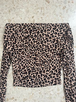 Top leopardo manga larga