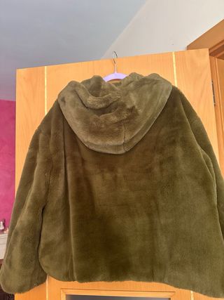 Chaqueta Zara Peluche Verde Talla L