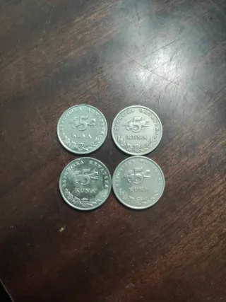 4 Monedas de 5 Kuna de croacia
