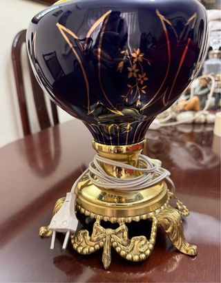 Lámpara de mesa cobalto y bronce