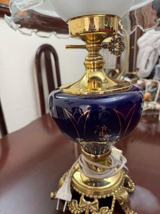 Lámpara de mesa cobalto y bronce