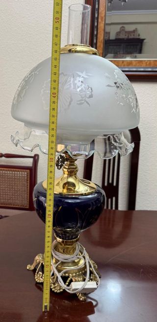 Lámpara de mesa cobalto y bronce