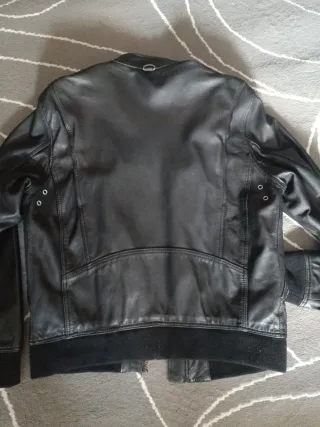 Chaqueta de Piel Negra Hombre