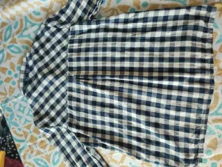 Camisa Bershka cuadros azul y blanco