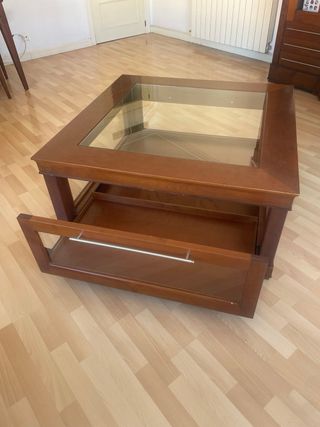 Mesita madera de nogal de centro con almacenaje