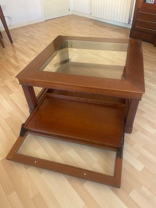 Mesita madera de nogal de centro con almacenaje