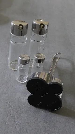 Set condimento vetro e acciaio