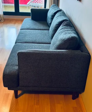 Sofá 3 Plazas Gris Oscuro Tela