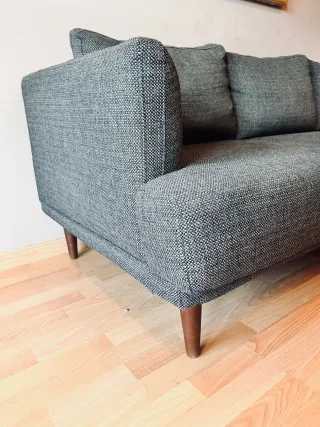 Sofá 3 Plazas Gris Oscuro Tela