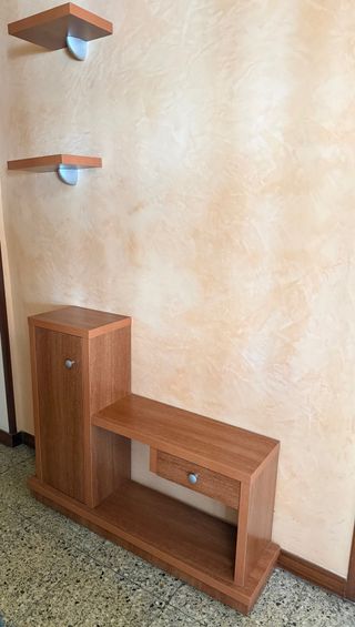 Recibidor de madera con cajón y puerta