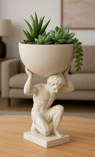 Vaso Atlas em Cerâmica Bege