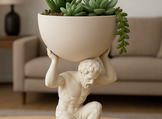 Vaso Atlas em Cerâmica Bege