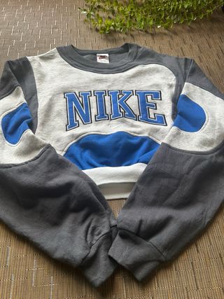 Sudadera Nike Rework Gris y Azul