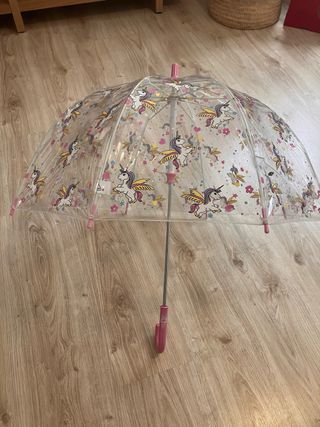 Paraguas Fulton UK Transparente Unicornios Rosa
