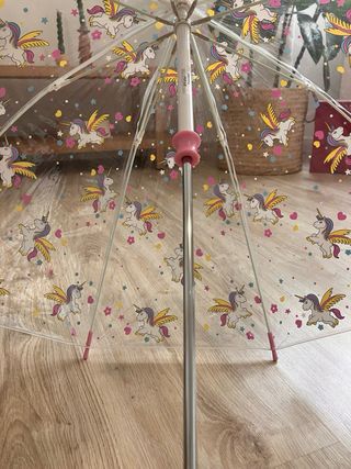 Paraguas Fulton UK Transparente Unicornios Rosa