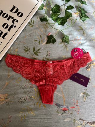Tanga encaje rojo Lascana talla 34 sin estrenar