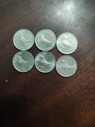 6 Monedas de 1 Kuna Croacia