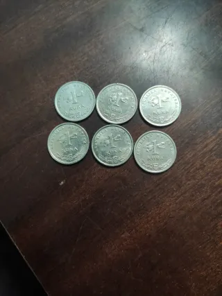 6 Monedas de 1 Kuna Croacia