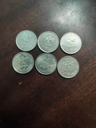 6 Monedas de 1 Kuna Croacia