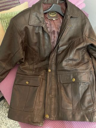 Giacca uomo in pelle marrone taglia L