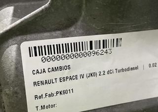 96243 caja cambios pk6011 renault espace iv (jk0)
