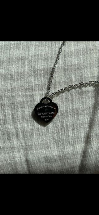 Collar Tiffany&Co Corazón Negro Plata