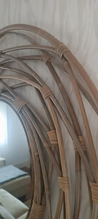 Espejo de Pared Redondo Mimbre