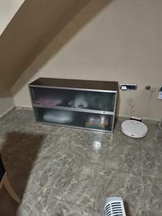 Mueble de salón madera y cristal