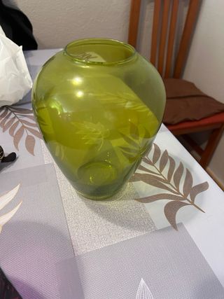 Conjunto jarrones cristal morado y verde 4 unidade