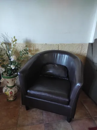 Sillón Marrón Piel Sintética