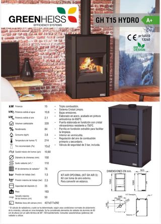 Hidroestufa 15kw 10kw agua metal