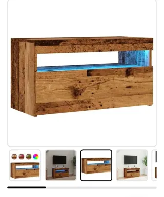 Mueble TV madera Rústico con Luz