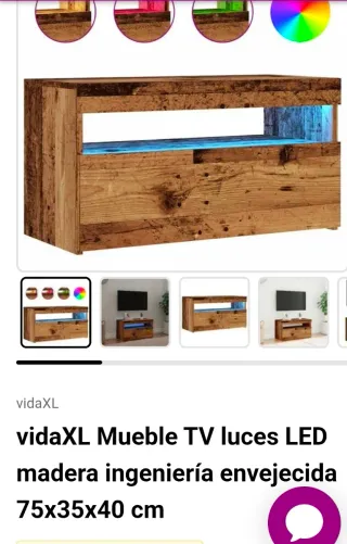 Mueble TV madera Rústico con Luz