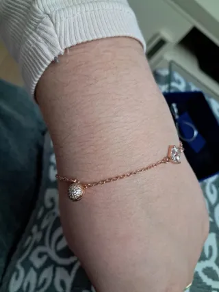 Pulsera Swarovski Cisne Rosa y Dorado