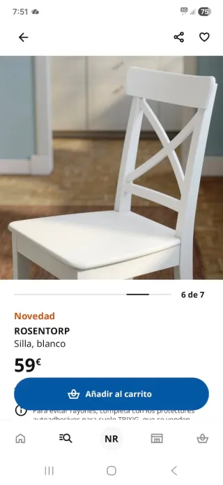 Mesa de comedor IKEA madera y blanco opción sillas