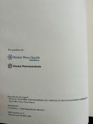 Atlas de anatomia topografica del cerebro.