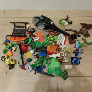 Lote Playmobil: Helicóptero, Moto, Kayak