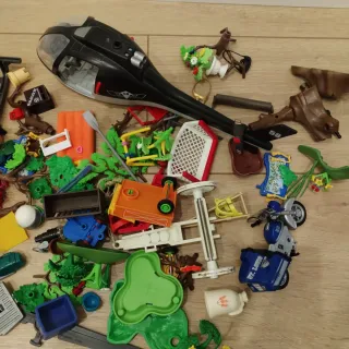Lote Playmobil: Helicóptero, Moto, Kayak