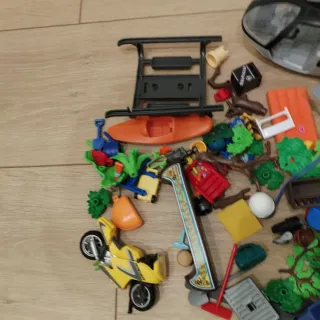 Lote Playmobil: Helicóptero, Moto, Kayak