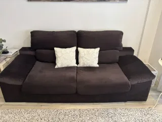 Sofá 3 plazas y sofá 2 plazas marrón