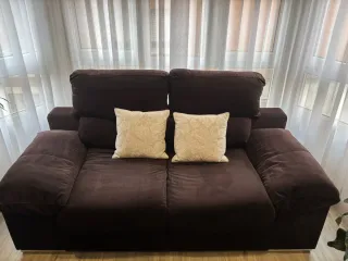 Sofá 3 plazas y sofá 2 plazas marrón